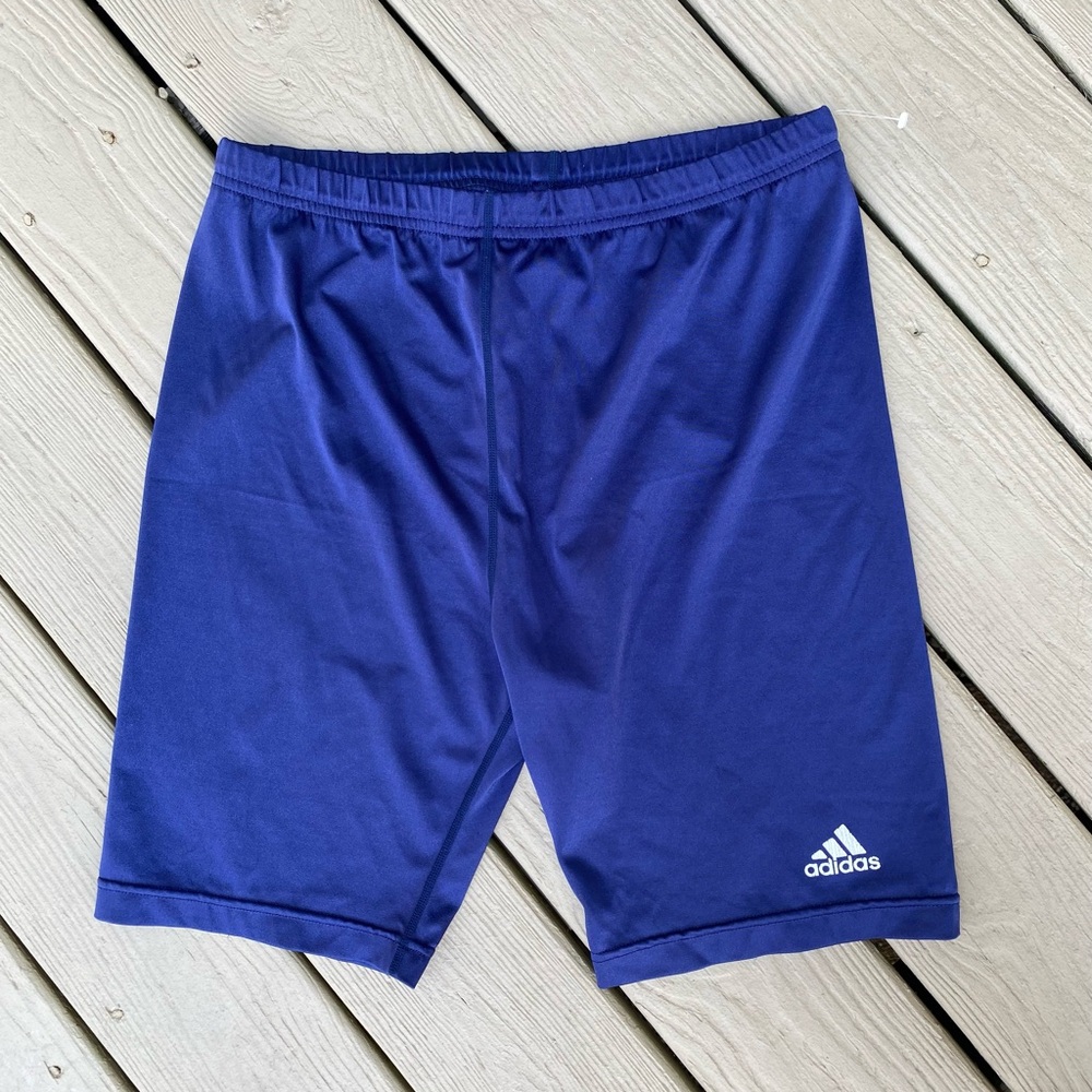 NWOT Adidas Mens navy blue compression shorts, elastic waist & draw string, XXL